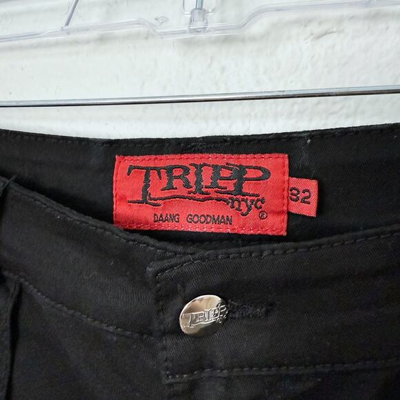 [Tripp NYC] Black Punk Rock Matrix D-Ring Straps Emo Gothic Bondage Pants Sz 32 - Picture 11 of 12